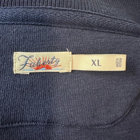 Faherty Beach Fleece Quarter Zip Sweatshirt Striped Jacket Navy Blue White - Picture 13 of 16